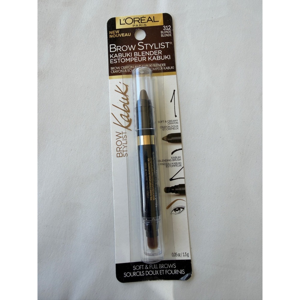 L'Oreal Paris Brow Stylist Kabuki Blender 312 Blonde Brow Crayon and Brush NEW